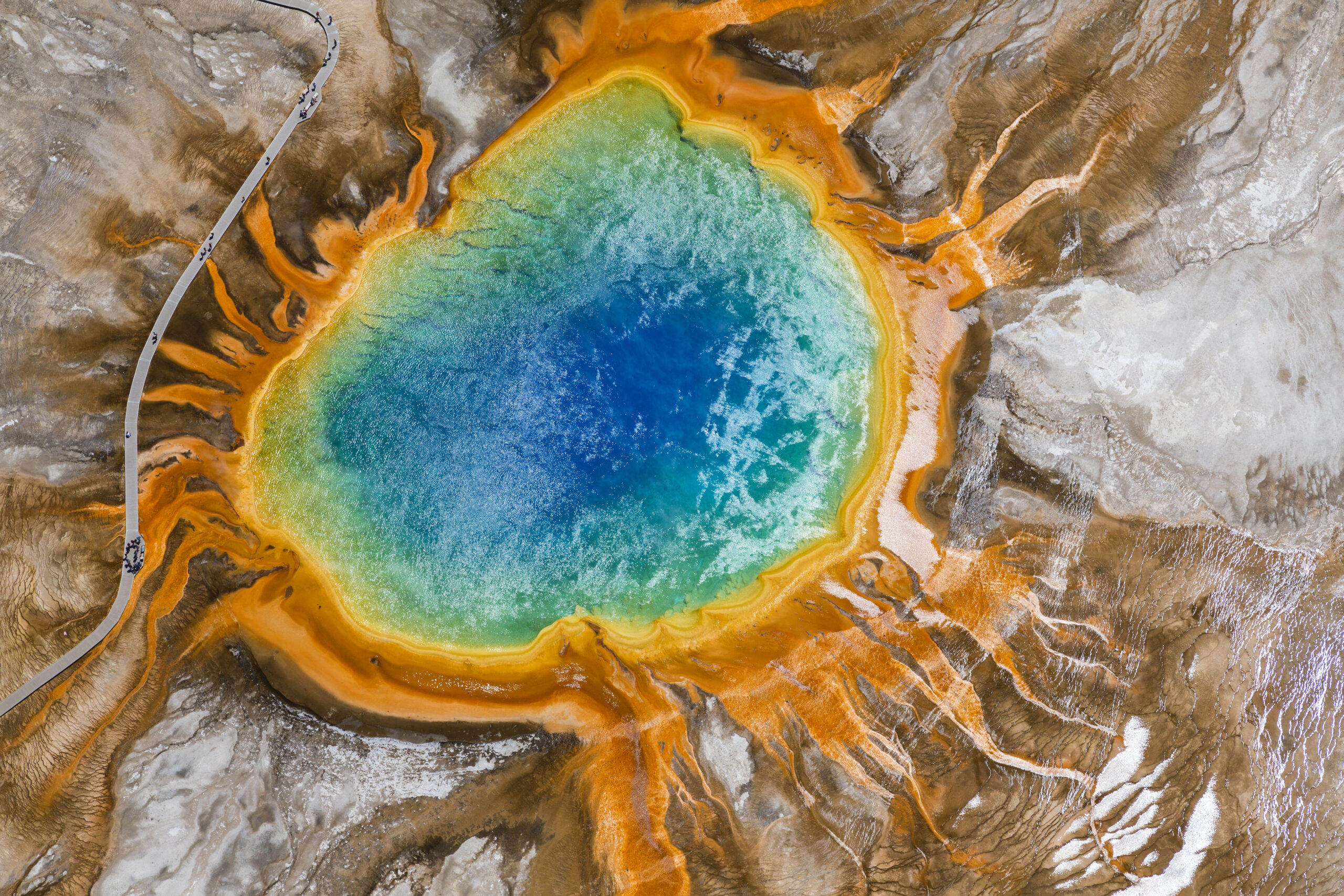 aerial view of the Grand Prismatic Springs 